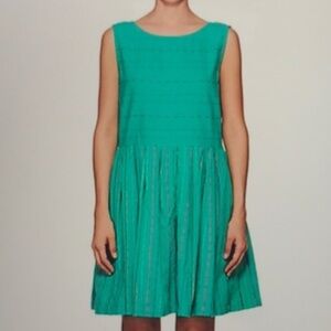 Ave& jig Womens green 100% cotton embroidered detail mini dress S